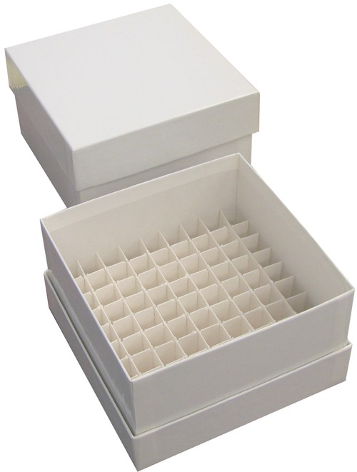 5 x 5 x 3 (OD) WHITE Freezer Box w/81-Place Divider - Brimar